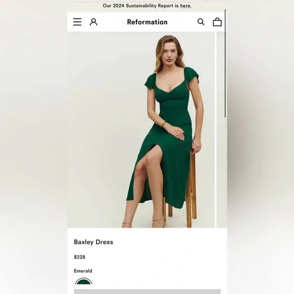 Reformation Green Midi Dress